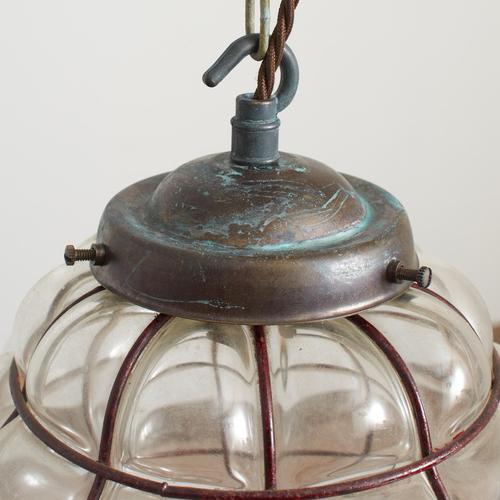 Vintage Murano Style Cage Glass Pendant Light, 1930s For Sale - Image 4 of 6