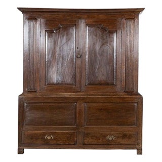 Large 18th Century English Oak Livery Cupboard, 1770s For Sale