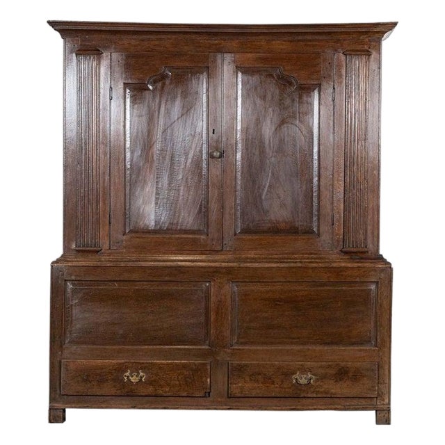 Large 18th Century English Oak Livery Cupboard, 1770s For Sale