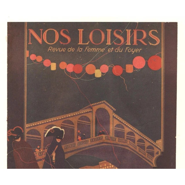 Take yourself to Carnival time in Venice with this 1927 Art Deco vintage print. This is an original 1927 cover art print...