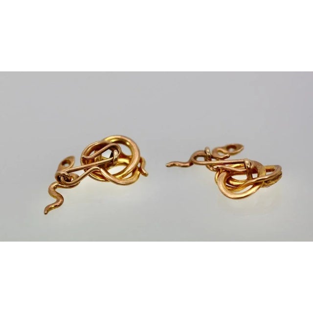 1950s Snake Serpent 14k Yellow Gold Cufflinks - 2 Pieces For Sale In Los Angeles - Image 6 of 10