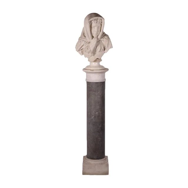 Sculpture of a Young Girl, Marble For Sale - Image 14 of 14