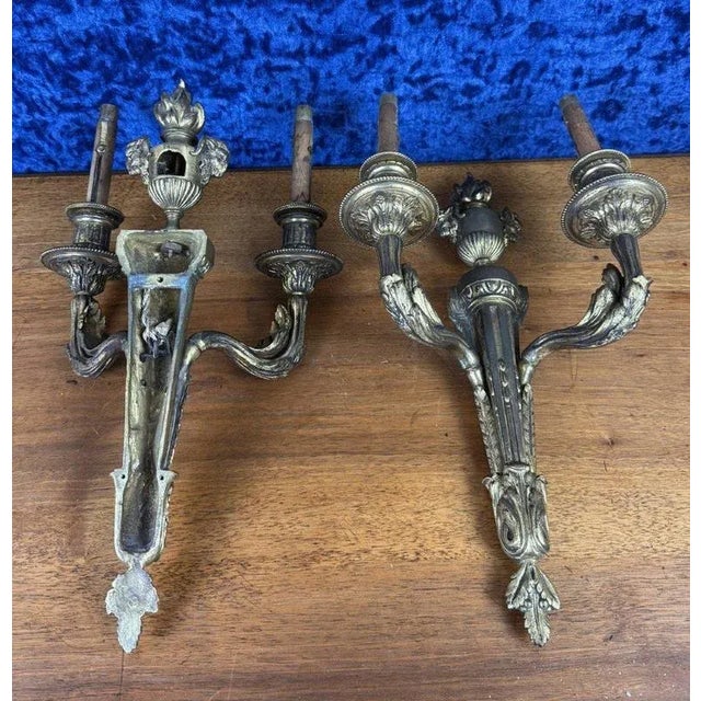 Metal Lxvi Style Wall Lights in Gilt Bronze, Set of 2 For Sale - Image 7 of 9