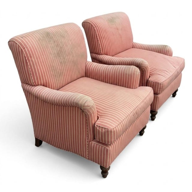 Late 20th Century Set of Striped Lounge Chairs For Sale - Image 5 of 5