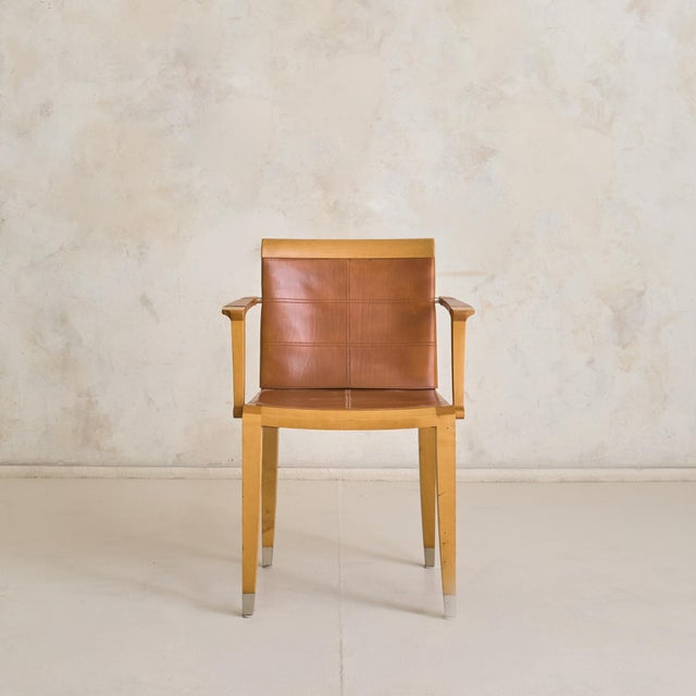 Giorgetti ‘Aro’ Leather + Cherry Wood Armchair by Chi Wing Lo for Giorgetti - 2 Available For Sale - Image 4 of 14