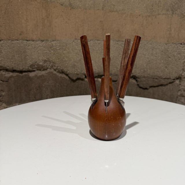 Contemporary Karl Holmberg Teak Fruit or Cheese Knife Set Japan Mid Century For Sale - Image 3 of 10