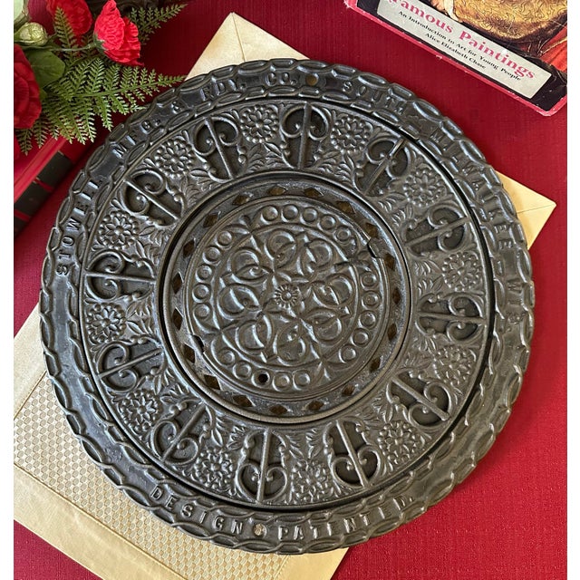 Brown Antique Round Cast Iron Heat Register/Grate Late 1800's - 3 Piece Set For Sale - Image 8 of 9