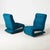 Black Space Age Lounge Chairs in Blue Pattened Upholstery, Former Czechoslovakia, 1970s, Set of 2 For Sale - Image 8 of 13