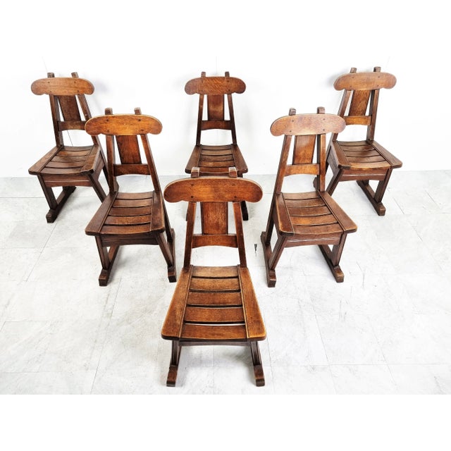 1960s Vintage Brutalist Dining Chairs, 1960s, Set of 6 For Sale - Image 5 of 12