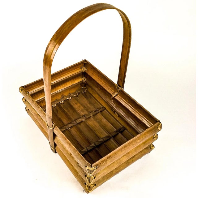 1950s Structured Bamboo Basket For Sale In Portland, ME - Image 6 of 13