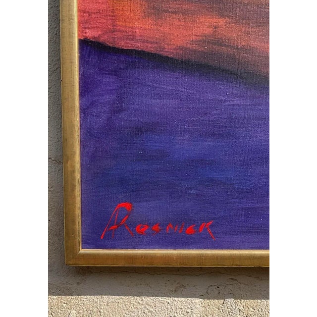 Vintage Boho Monumental Signed Abstract Landscape Original Oil on Canvas For Sale - Image 4 of 5