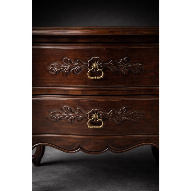 Pair of Vintage French Provincial Bombe-Style Solid Wood End Tables — Nightstands For Sale In Los Angeles - Image 6 of 10