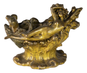 Art Nouveau Vase with Woman Sculpture, 20th Century