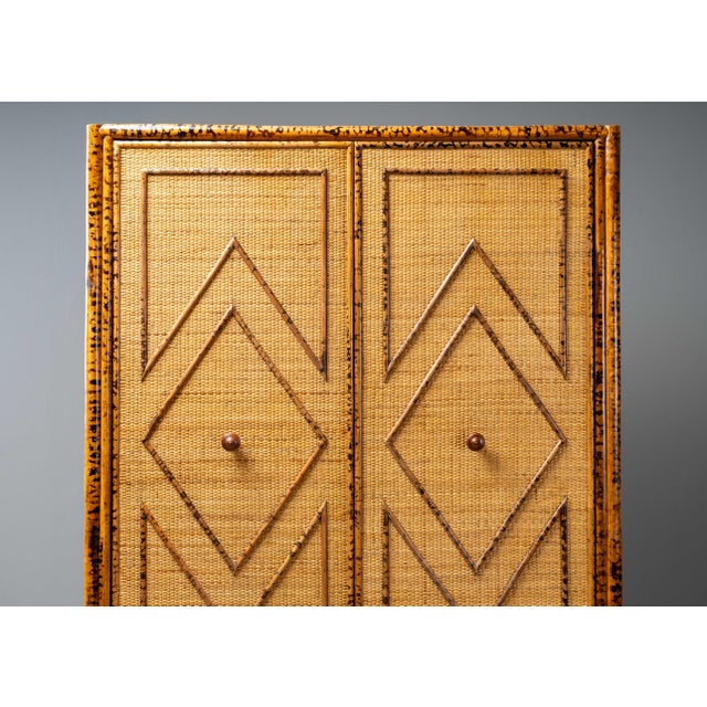 1970s Tortoiseshell Bamboo & Rattan Wardrobe For Sale - Image 10 of 18