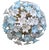 Large Brass Pendant Lamp with White and Blue Murano Glass Flowers For Sale