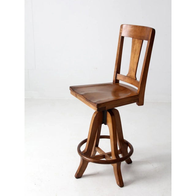 Early 20th Century Vintage Arts & Crafts Drafting Stool For Sale - Image 5 of 12