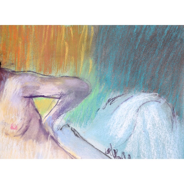 Standing Female Figurative Nude in Watercolor and Pastel on Paper by B. Warde For Sale In Monterey, CA - Image 6 of 7