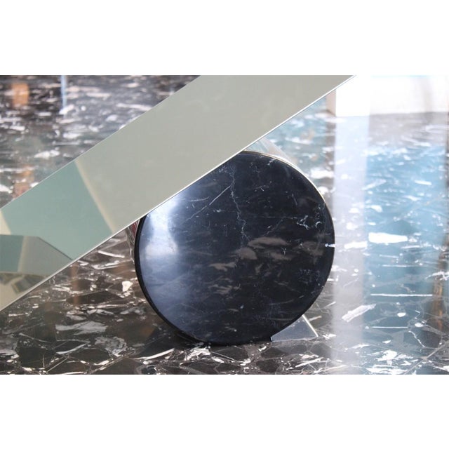 Oval Dining Table in Black Marble and Steel, 1990 For Sale - Image 11 of 14