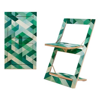 Fläpps Folding Chair – Criss Cross Green (on Birch) from Ambivalenz For Sale