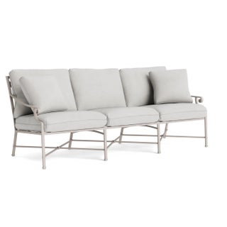 Brown Jordan Venetian Sofa, Dove frame with Fusion Dove fabric For Sale