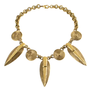 Guy Laroche Gilt Metal Tribal Necklace