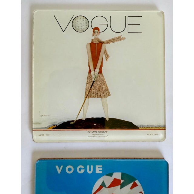 Art Deco Set of 4 Vogue 1929 Magazine Cover Art Deco Cork-Back Coasters For Sale - Image 3 of 10