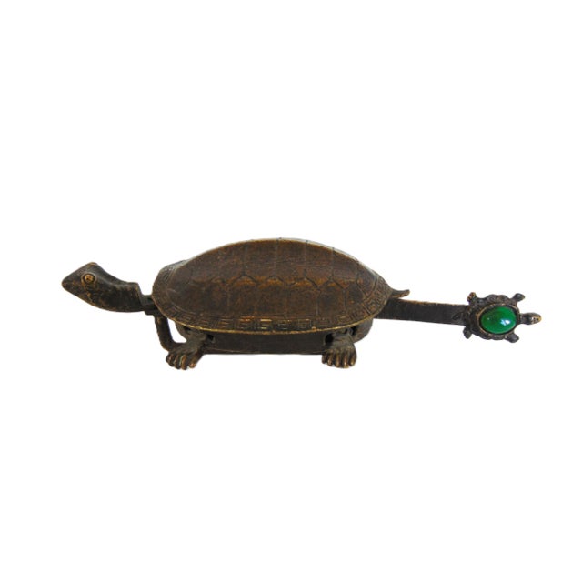 Chinese Vintage Chinese Brass Carved Turtle Lock and Key With Moving Head & Legs 4.75"l For Sale - Image 3 of 7