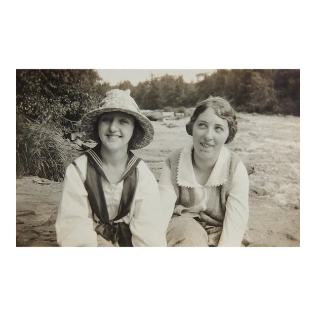 Early 20th Century Snapshot Photograph Young Women by River For Sale