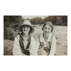 Early 20th Century Snapshot Photograph Young Women by River