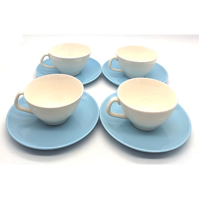 Eva Zeisel 1960s Canonsburg Temporama Flat Cups and Saucers, Set of 4 For Sale - Image 4 of 8