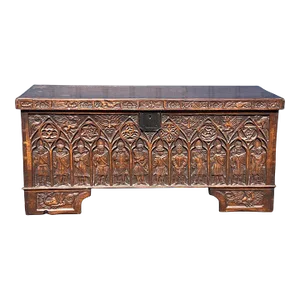 19th Century Carved Gothic Oak Blanket Chest