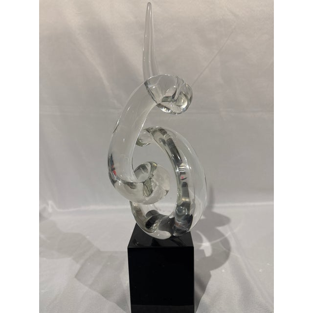 Signed Murano Master, Archimede Seguso Abstract Glass Sculpture on Black Base. For Sale In Detroit - Image 6 of 13