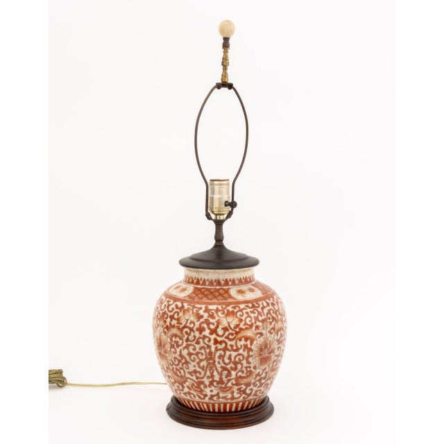 Red Chinese Porcelain Ginger Jar Mounted as a Lamp For Sale - Image 8 of 8