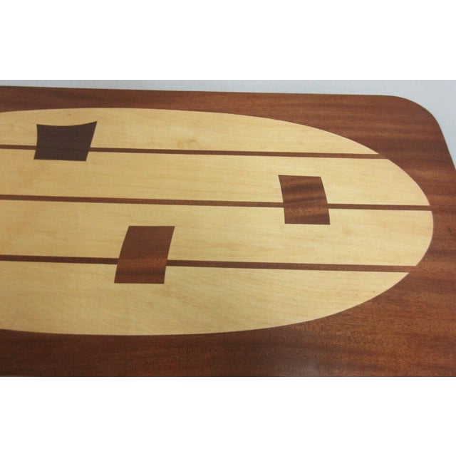 Mid-Century Modern 1990s Custom Space Age Coffee Serving Table Mahogany Inlaid Mid Century Danish Dark Sputnik For Sale - Image 3 of 11