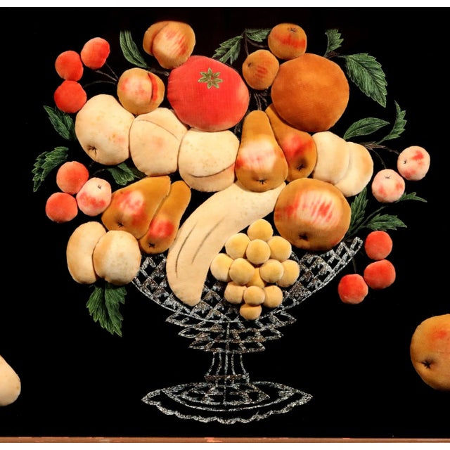 American Feltwork Picture of Fruit in a Footed Bowl, Probably New York State For Sale - Image 4 of 5