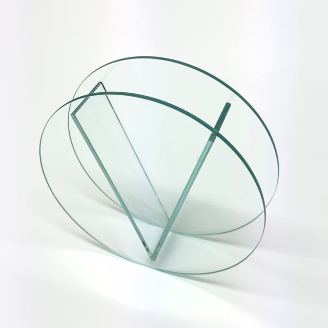 Glass High ‘80s Postmodern Circular Glass Balancing Vase by Iwan Bulo Design For Sale - Image 7 of 7