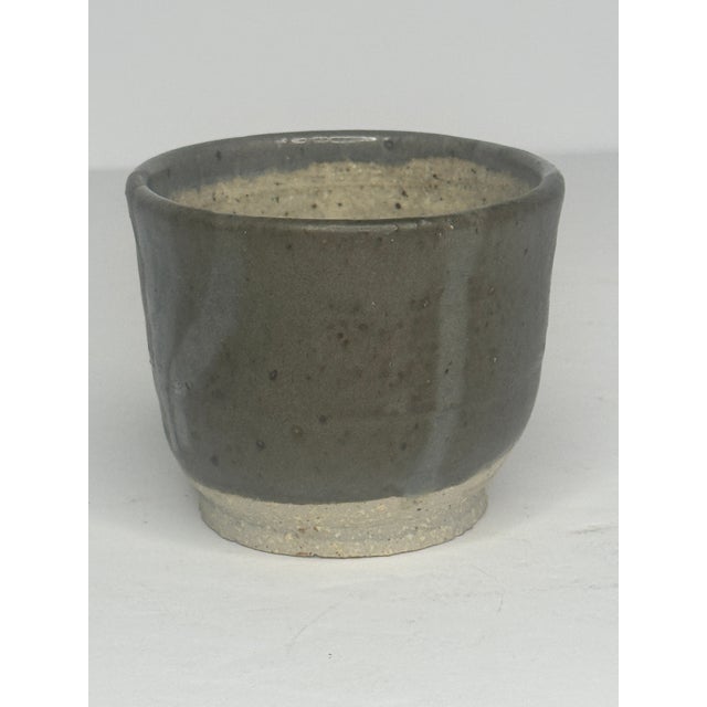 1980s 1986 Signed Studio Pottery Cup, Ash Glaze With Cobalt Blue Mark For Sale - Image 5 of 8