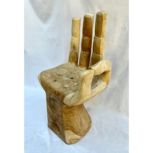 Carved Natural Wood Hand Shaped Accent Chair Chairish