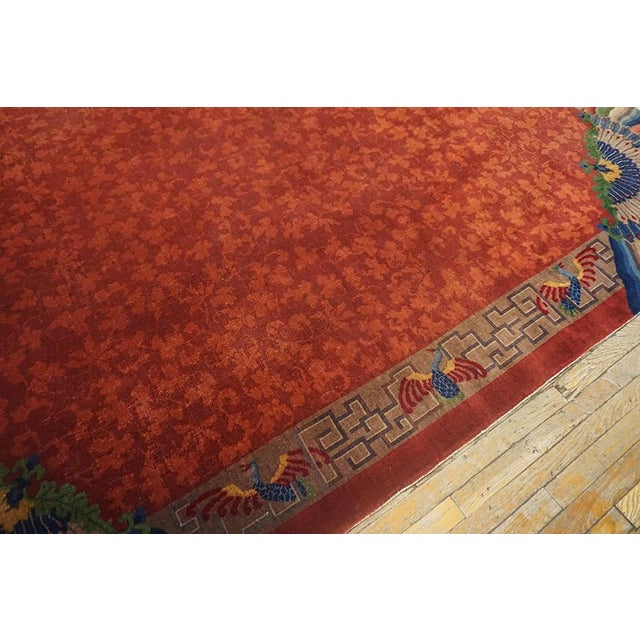 Textile Stupendous Claret Background Color Asymmetric Patterns Antique Chinese Art Deco Rug For Sale - Image 7 of 11