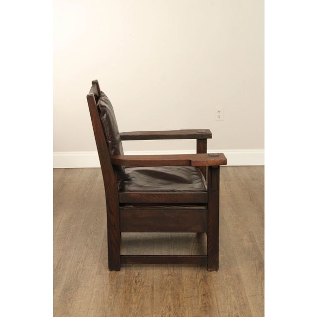 Antique Mission Oak Lounge Chair For Sale - Image 11 of 12