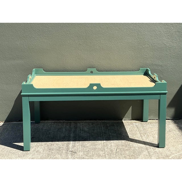 Vintage Oomph Lacquered Coffee Table With Seagrass Top For Sale In West Palm - Image 6 of 12