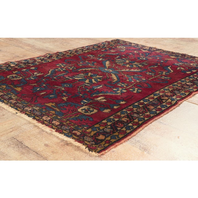 Burgundy Antique Persian Lilihan Rug, 03'06 X 04'07 For Sale - Image 8 of 10