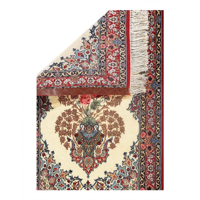 Traditional Fine Handmade Isfahan Silk and Wool Runner Rug For Sale - Image 3 of 3