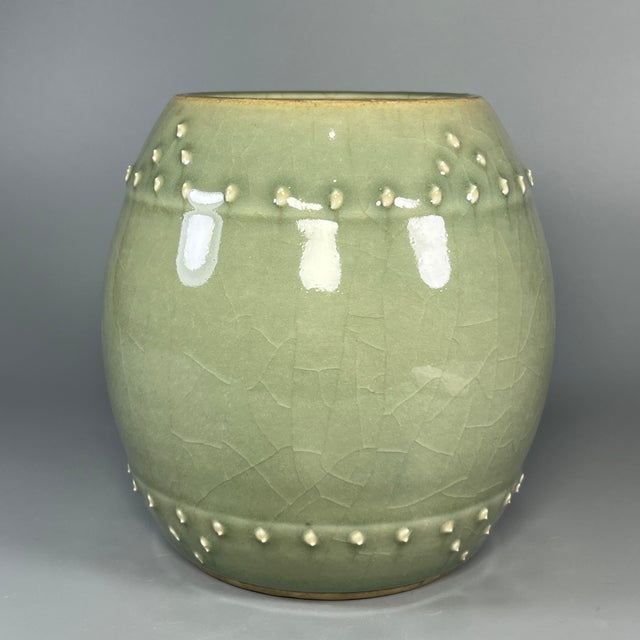 16th Century China Vintage‑Style Crackle‑Glaze Celadon Jar With Raised Dot Decoration For Sale - Image 5 of 5