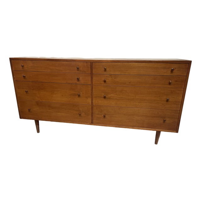 1950s Walnut 8-Drawer Dresser For Sale
