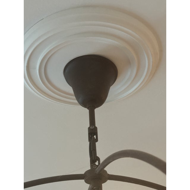 Timothy Oulton Restoration Hardware 32” Foucault's Orb Iron & Crystal Chandelier For Sale - Image 4 of 6