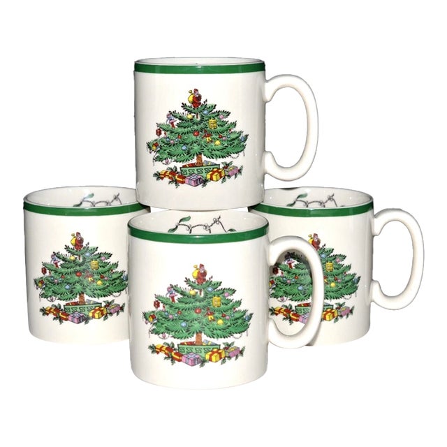 1990s Spode Christmas Tree Mugs-Set of 4 For Sale