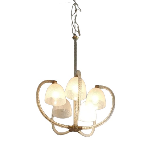 Vintage Brass Chandelier from Barovier and Toso, 1940 For Sale