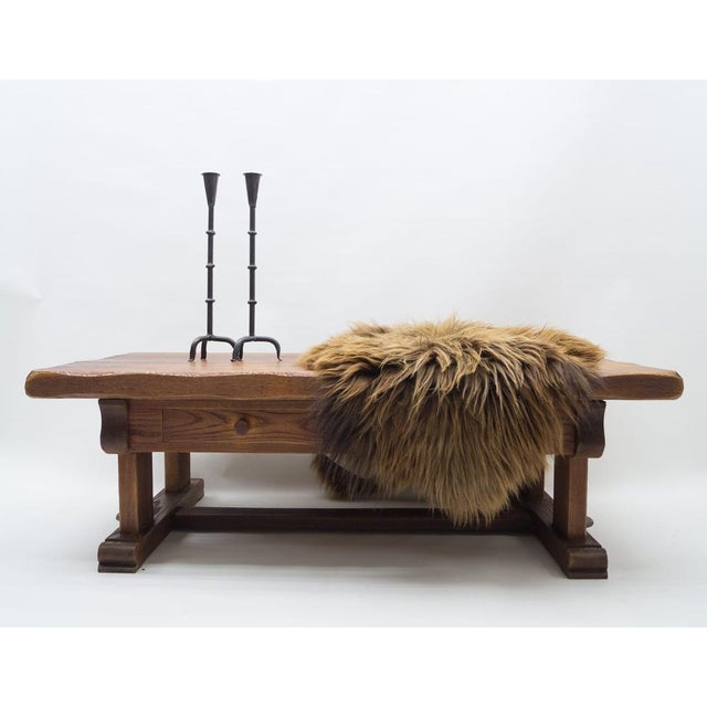 1960s French Rustic Coffee Table in Oak, 1960s For Sale - Image 5 of 18