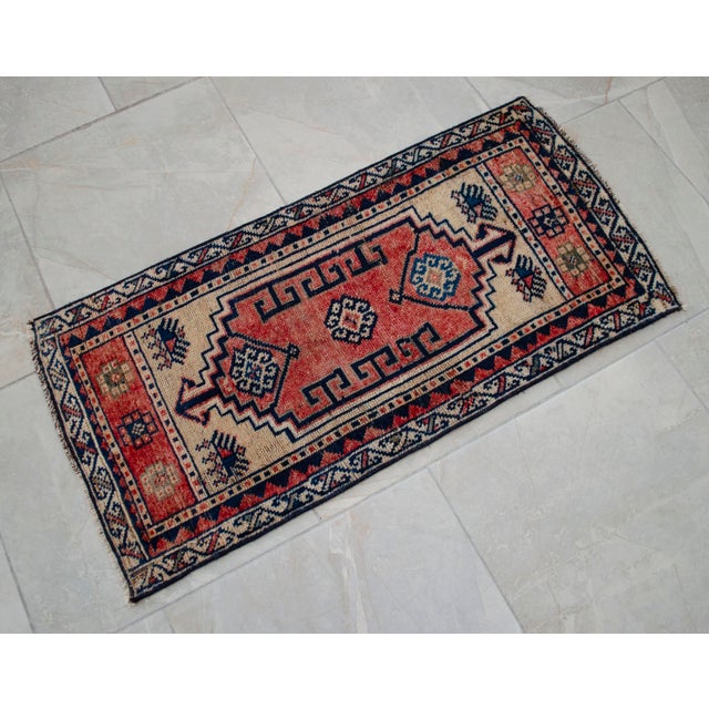1970s Vintage Hand Knotted Small Rug For Sale - Image 4 of 6